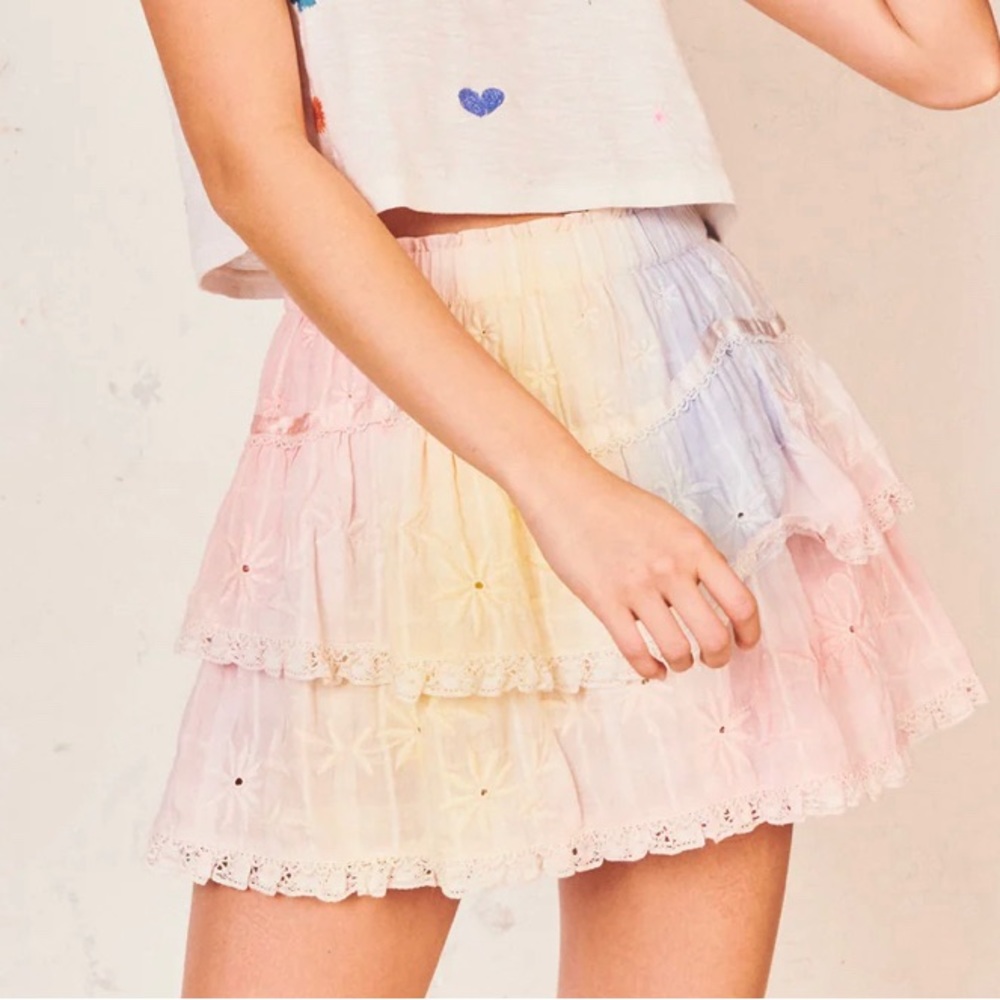 LoveShackFancy Tully Tie-Dye Mini Skirt | Medium | EUC
